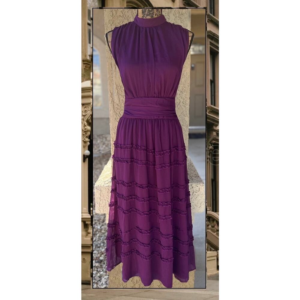 Lulu's Purple Tiered Midi Dress - Picture 3 of 10